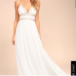 White Prom Dress with Gold Detail